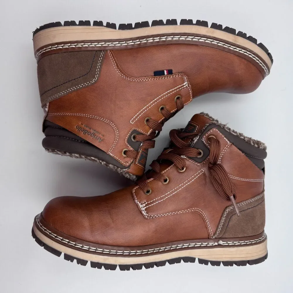 Arrigo Bello Mens 8 Brown Leather Fur Lined Hiker Boots AM9058-3